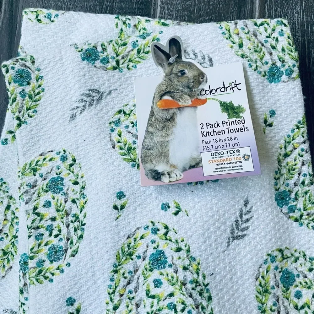 Easter Egg Spring Floral Kitchen Dish Towels Set